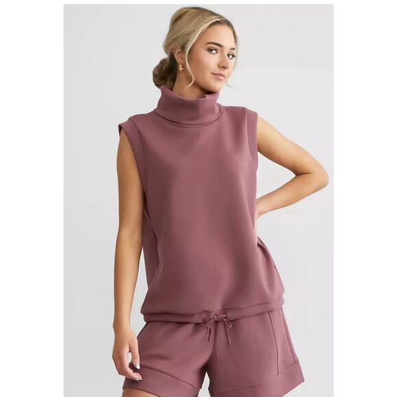 Varley Tops - VARLEY Women's Leigh Wild Rhubarb High Neck Doublesoft Cinch Waist Tank Top M